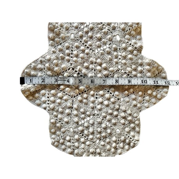 Crocheted Antimacassar Lot Of 3 White Popcorn Doilies Handmade MCM Granny Core - Picture 16 of 16